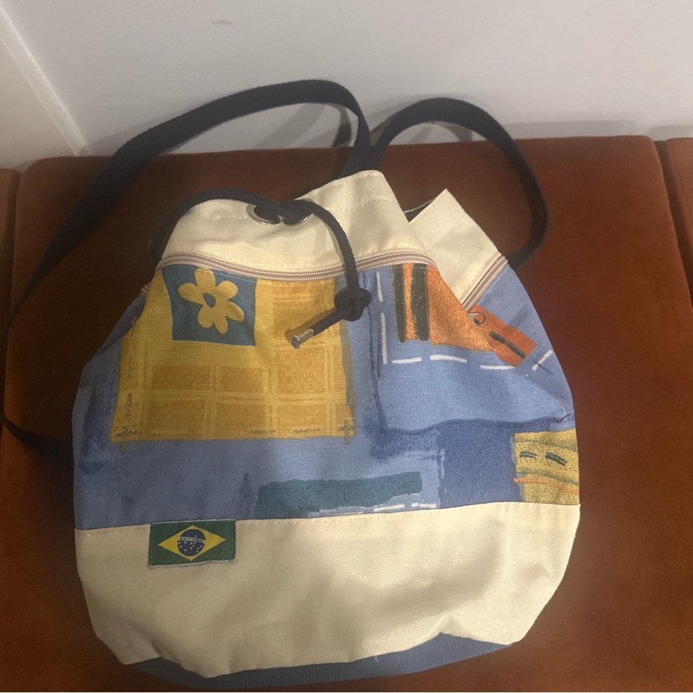 Vintage Retro Drawstring Backpack y2k 90s  Floral bag
